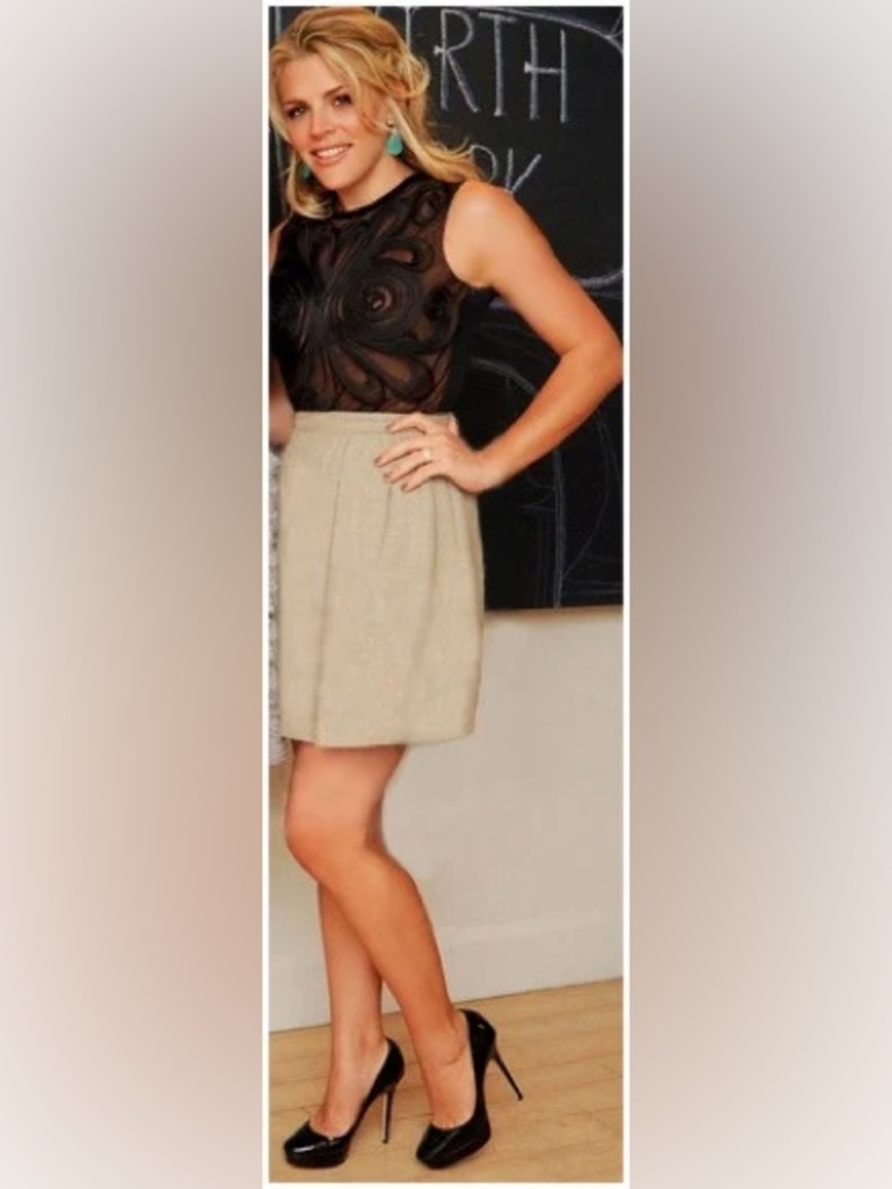 Carven Embroidered Mini Dress in Black & Beige Size 40 Like New